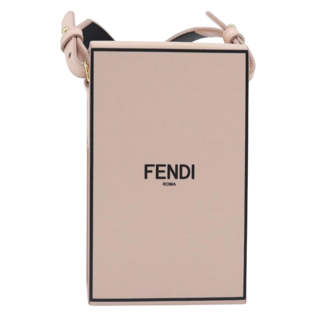 FENDI Box Shoulder Bag Leather Pink Gold Tone 8BT339 Auth 209612M