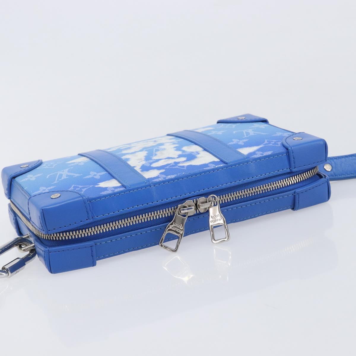 LOUIS VUITTON Monogram Clouds Soft Trunk Wallet Bag Blue M45432 LV Auth 209614M