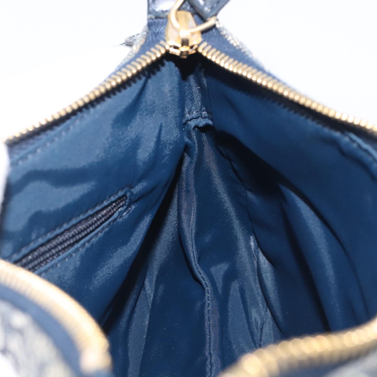 Christian Dior Trotter Canvas Saddle Shoulder Bag Navy Gold Tone Auth 209622V