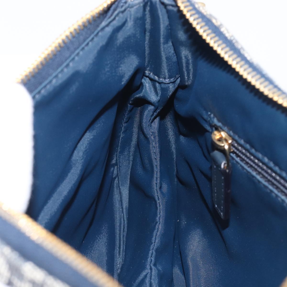 Christian Dior Trotter Canvas Saddle Shoulder Bag Navy Gold Tone Auth 209622V