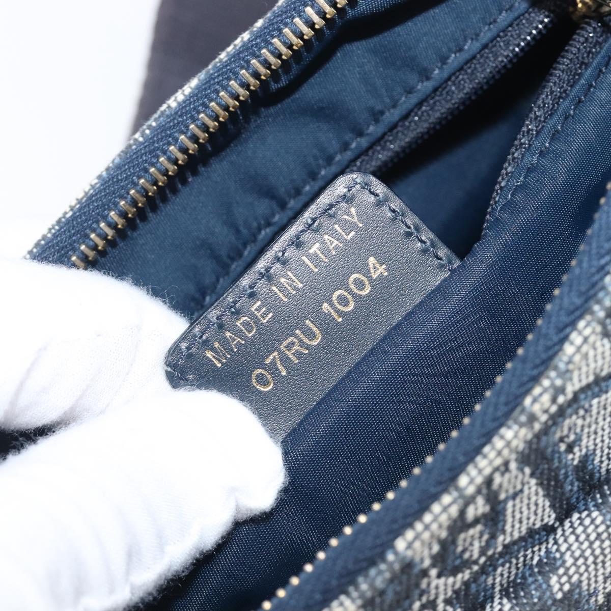 Christian Dior Trotter Canvas Saddle Shoulder Bag Navy Gold Tone Auth 209622V