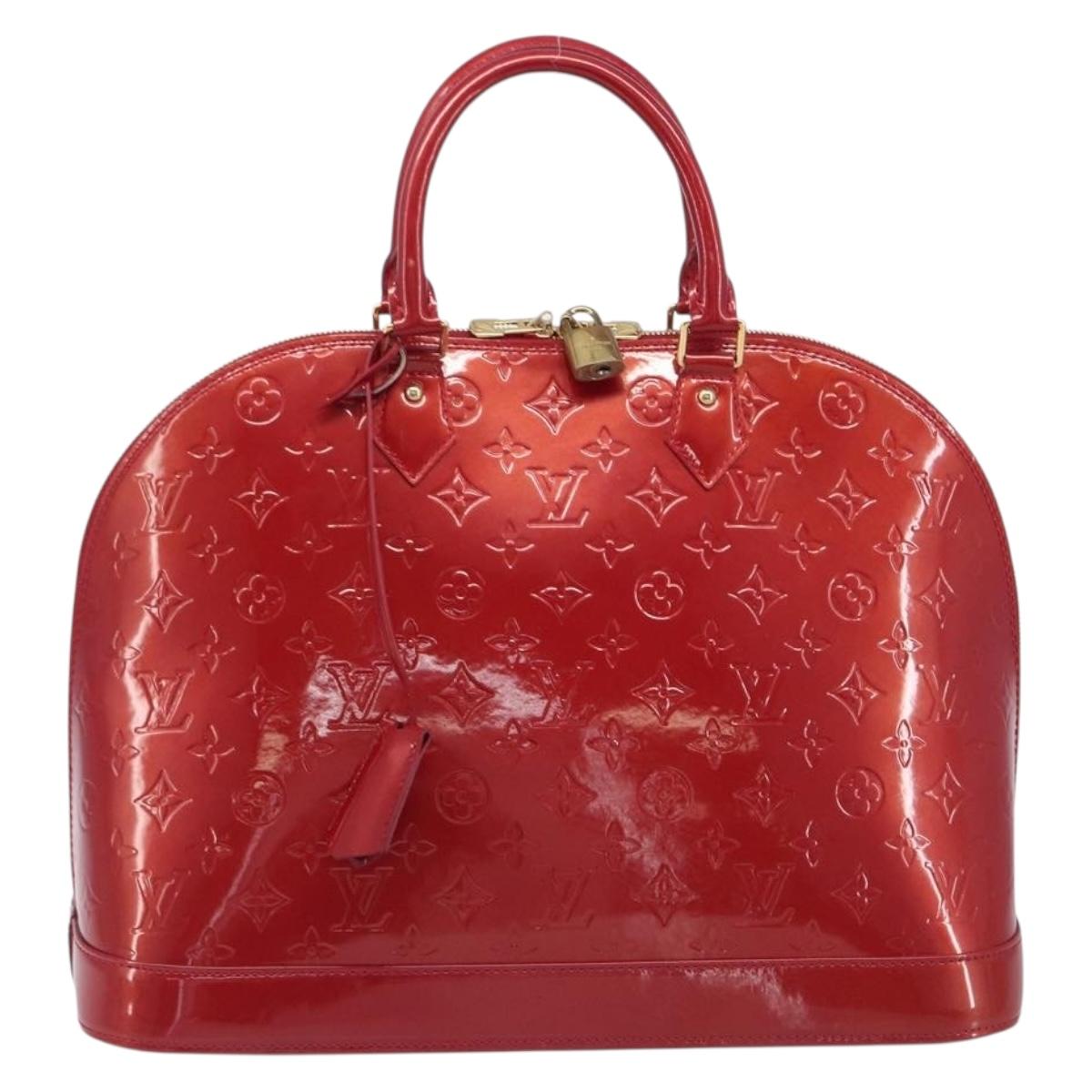 LOUIS VUITTON Monogram Vernis Alma GM Hand Bag Pomme D'amour M93596 Auth 209623V