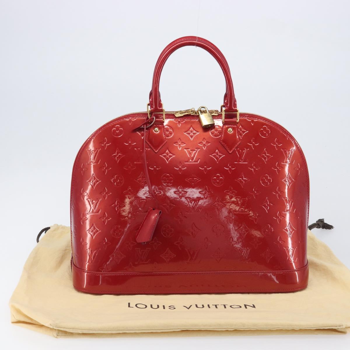 LOUIS VUITTON Monogram Vernis Alma GM Hand Bag Pomme D'amour M93596 Auth 209623V