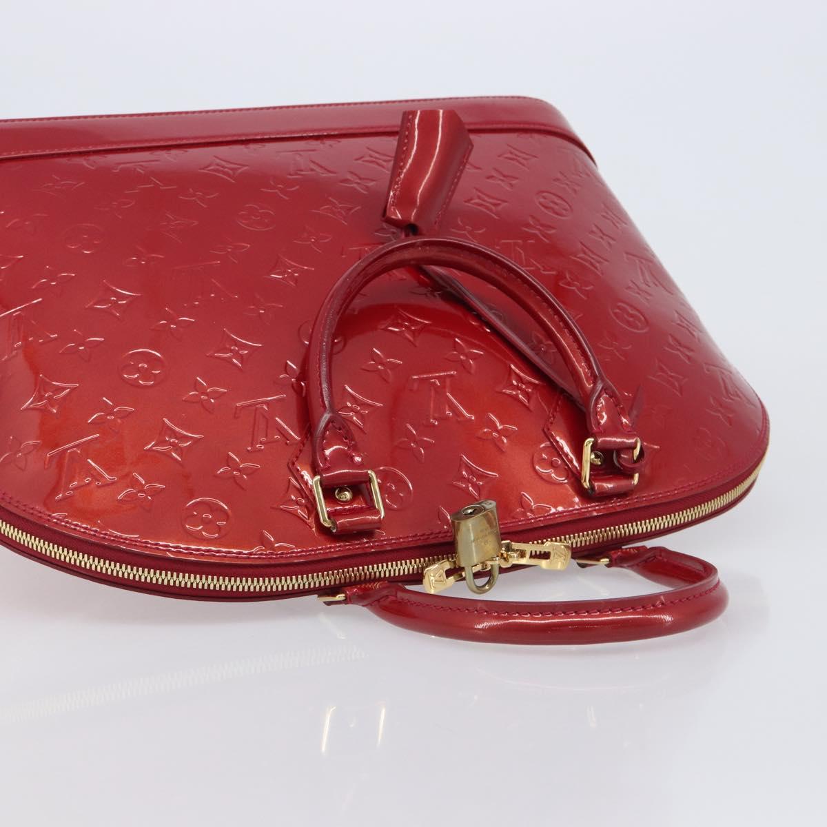 LOUIS VUITTON Monogram Vernis Alma GM Hand Bag Pomme D'amour M93596 Auth 209623V