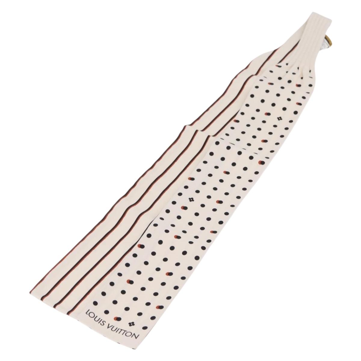 LOUIS VUITTON Scarf Rayon White Black MP0604 LV Auth 209627