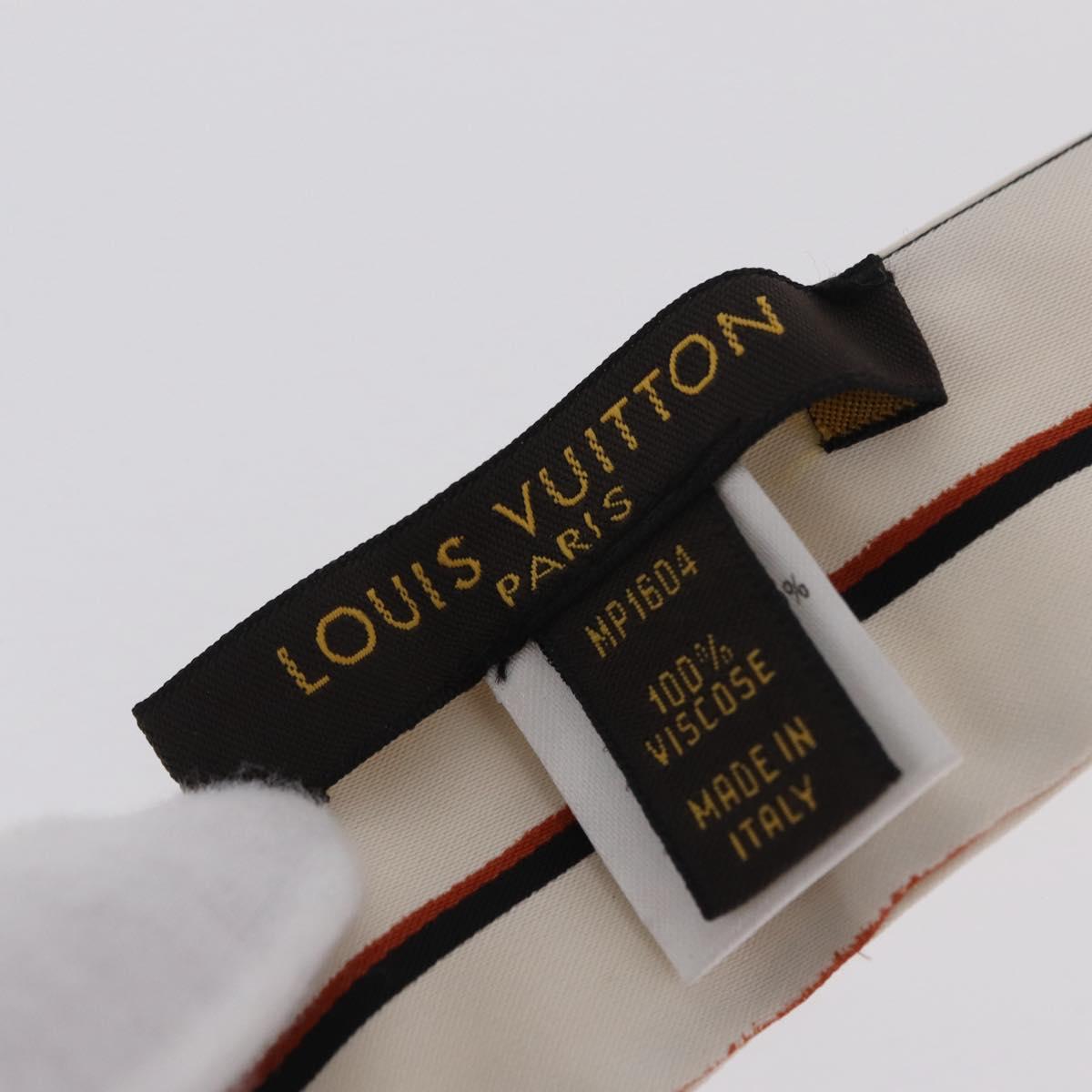 LOUIS VUITTON Scarf Rayon White Black MP0604 LV Auth 209627