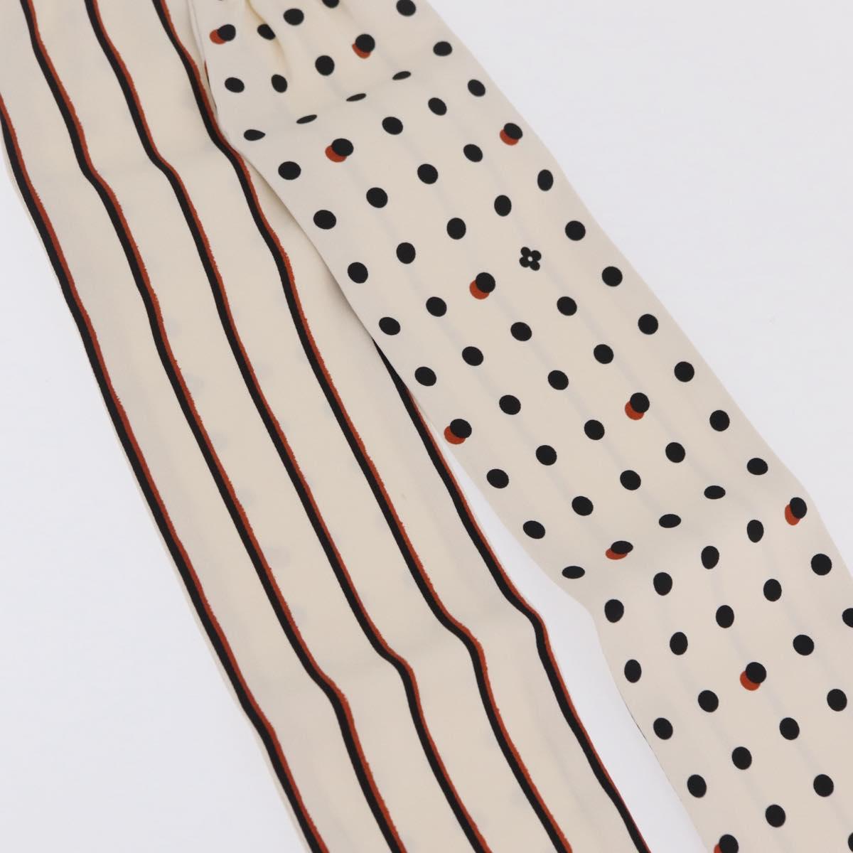 LOUIS VUITTON Scarf Rayon White Black MP0604 LV Auth 209627
