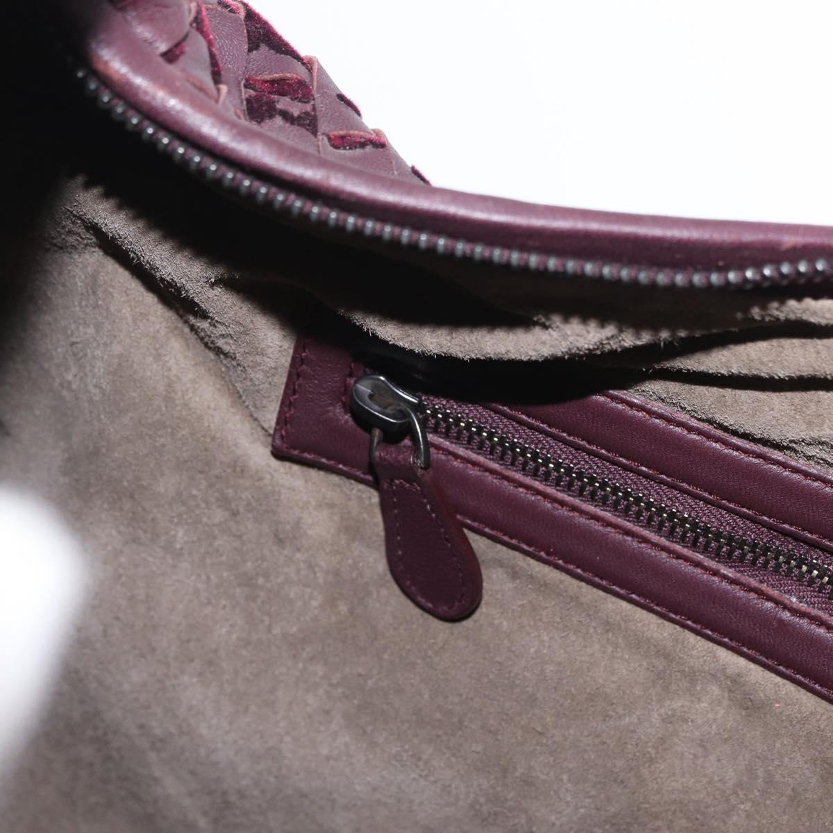 Bottega Veneta INTRECCIATO Hobo Shoulder Bag Leather Bordeaux Auth 209629V