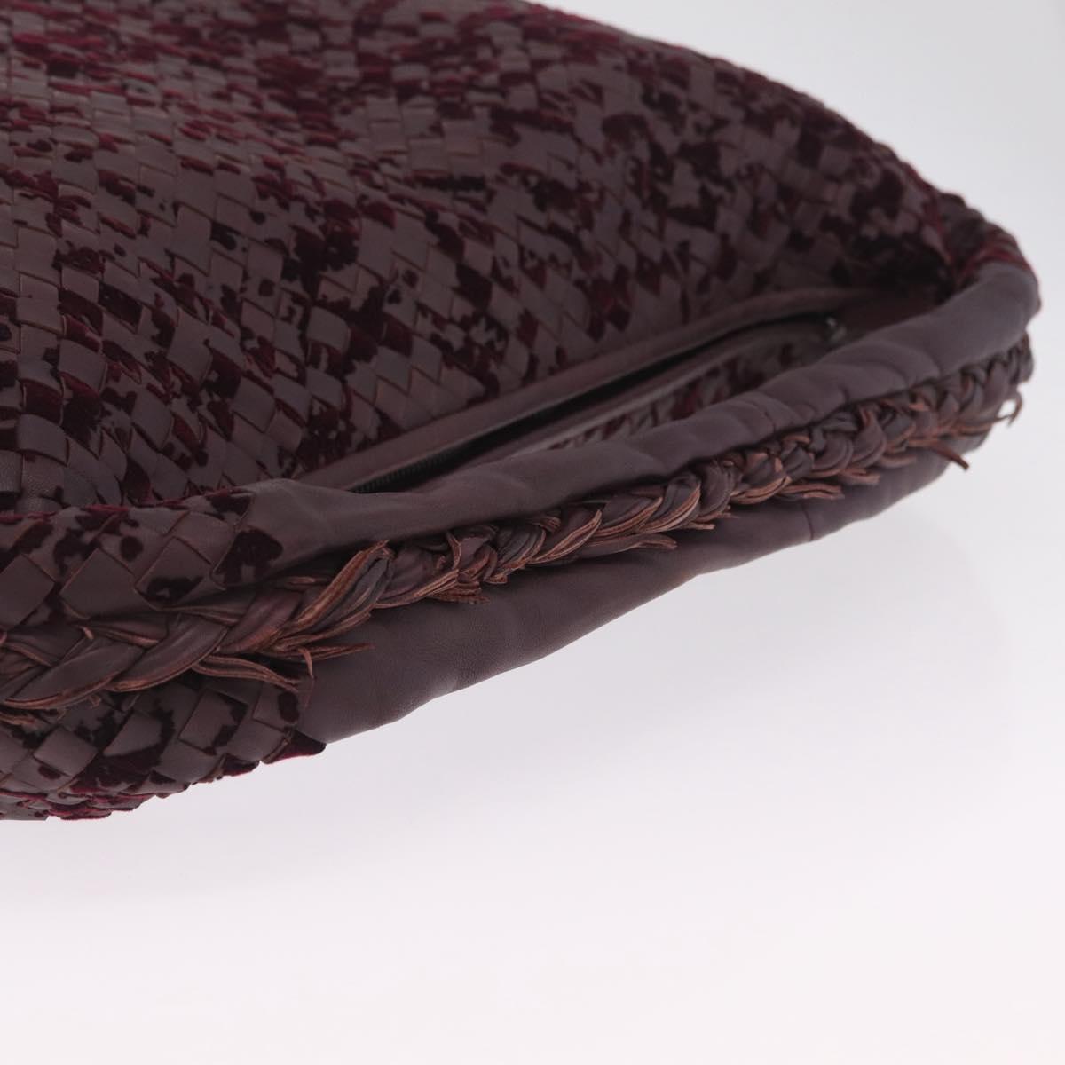Bottega Veneta INTRECCIATO Hobo Shoulder Bag Leather Bordeaux Auth 209629V