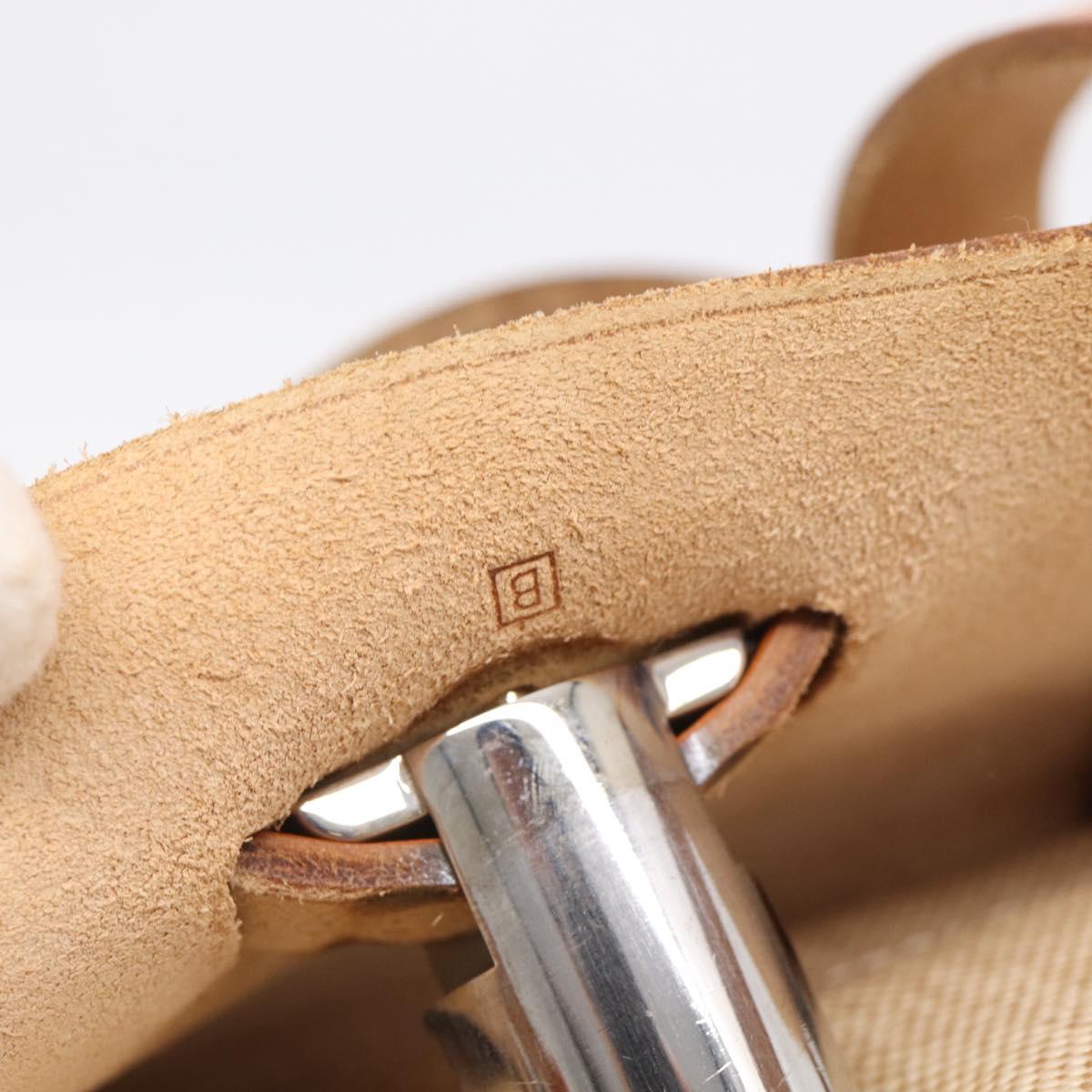 HERMES Herbag GM Hand Bag Canvas 2way Beige Silver Auth 209630
