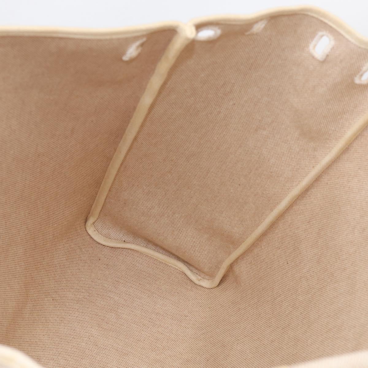 HERMES Herbag GM Hand Bag Canvas 2way Beige Silver Auth 209630