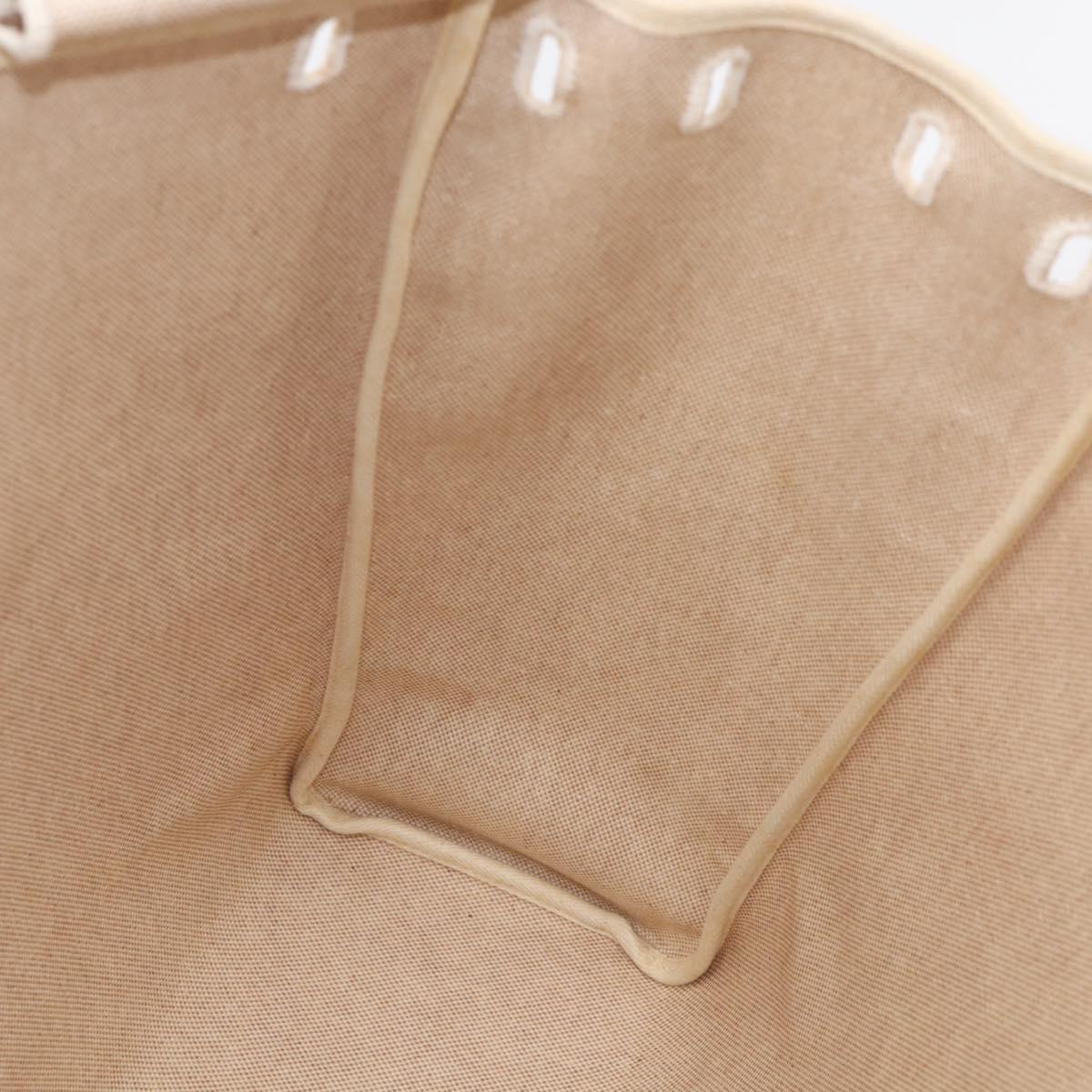 HERMES Herbag GM Hand Bag Canvas 2way Beige Silver Auth 209630