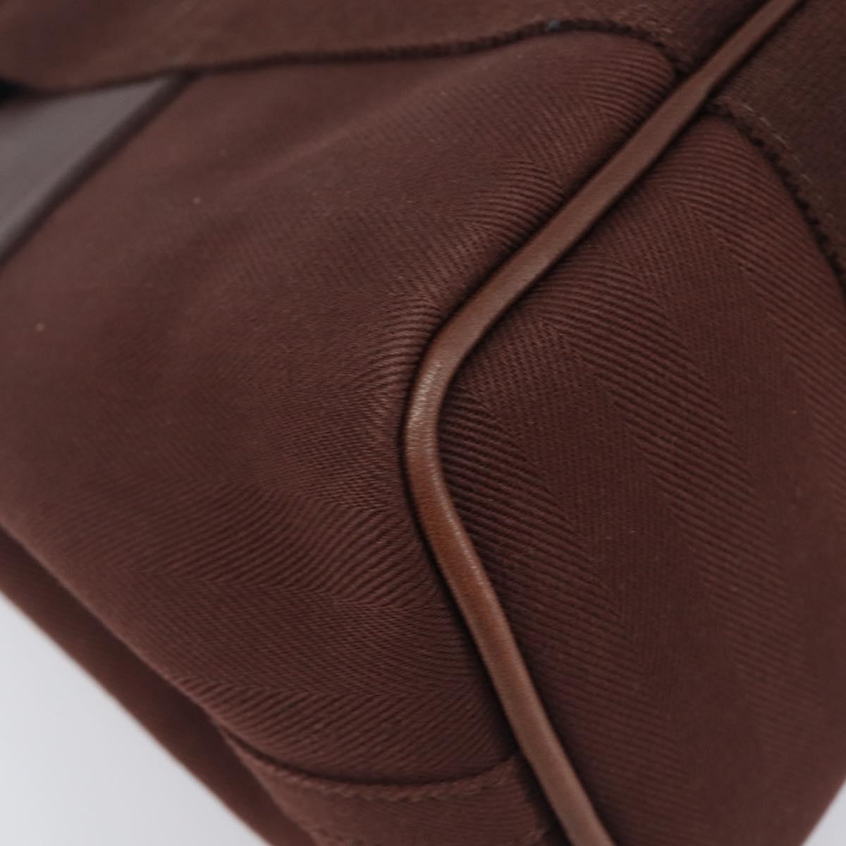 HERMES Valparaiso PM Hand Bag Canvas Brown Silver Auth 209635V