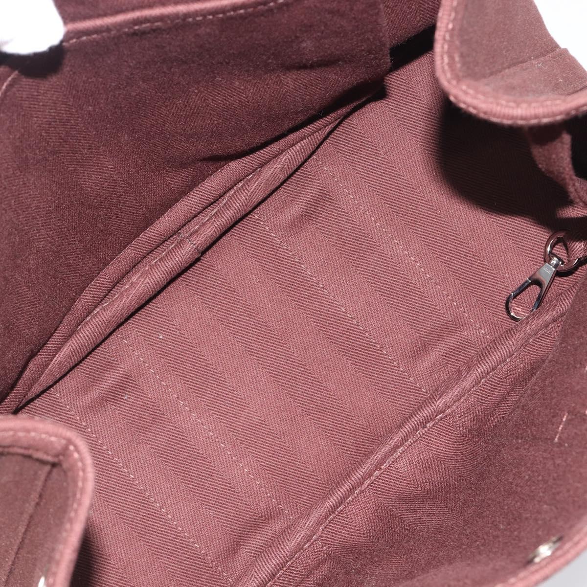 HERMES Valparaiso PM Hand Bag Canvas Brown Silver Auth 209635V