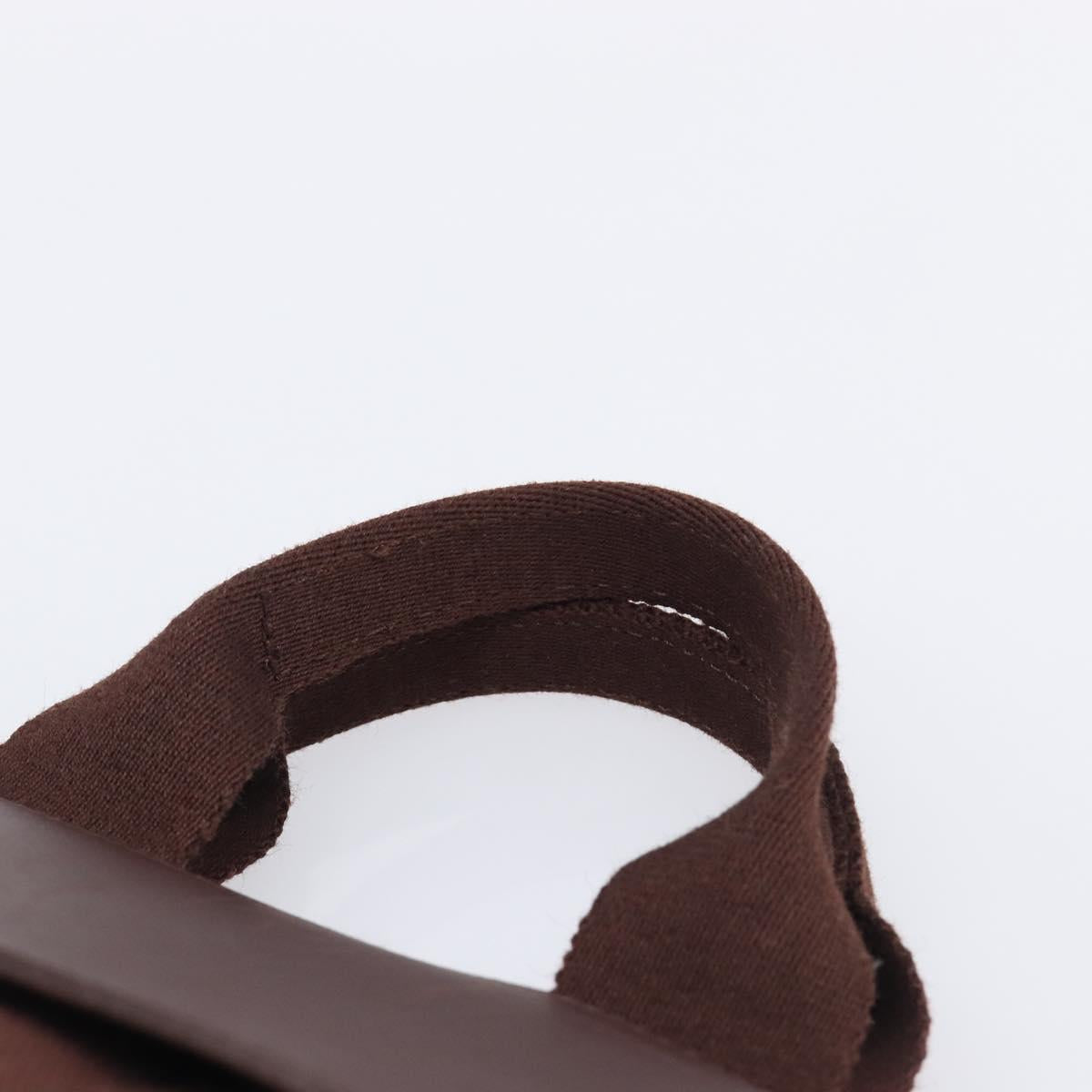 HERMES Valparaiso PM Hand Bag Canvas Brown Silver Auth 209635V