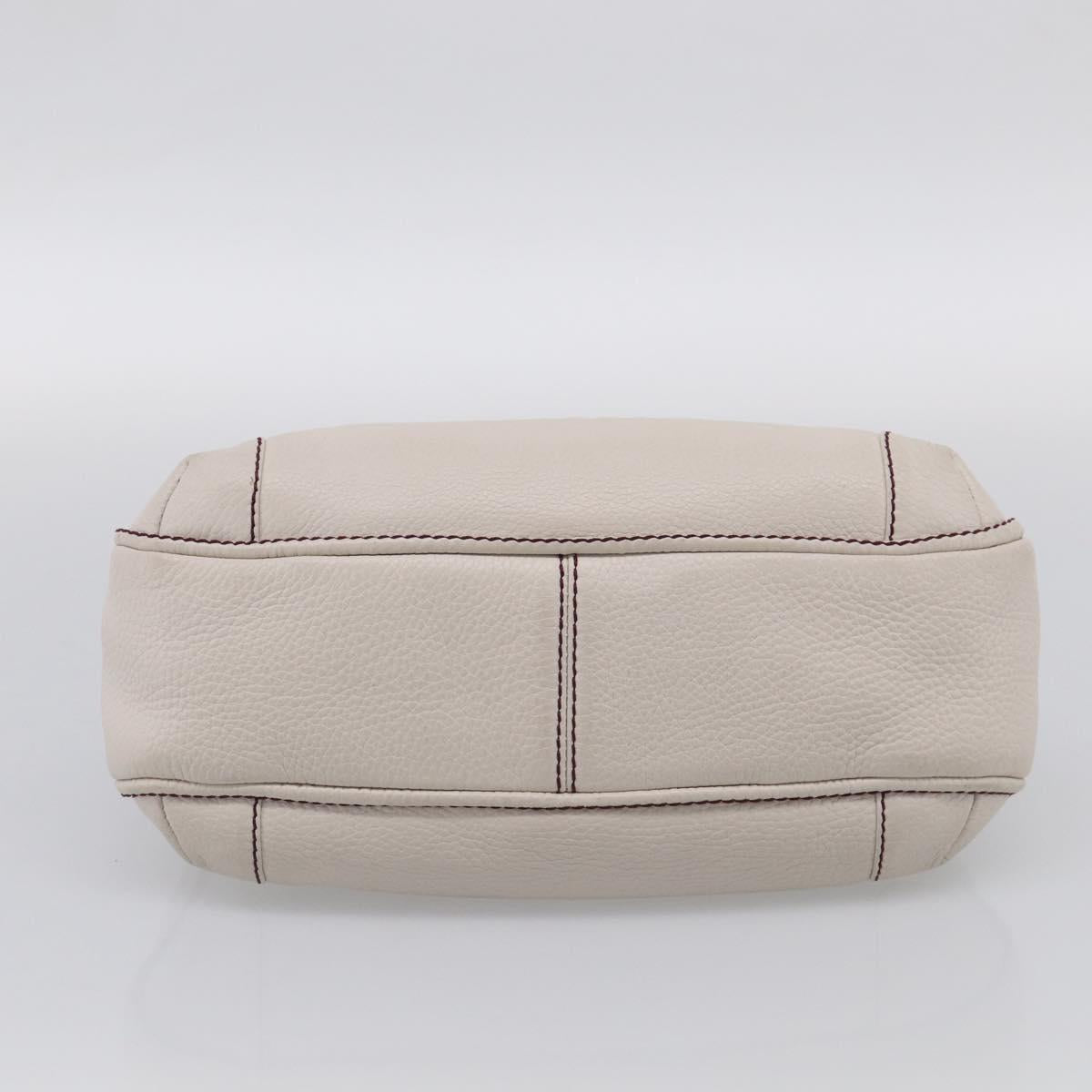 CHANEL Hand Bag Leather Ivory Silver CC Auth 209642V