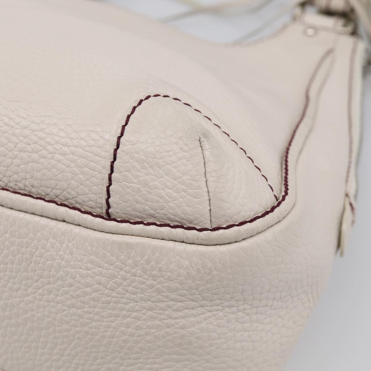 CHANEL Hand Bag Leather Ivory Silver CC Auth 209642V