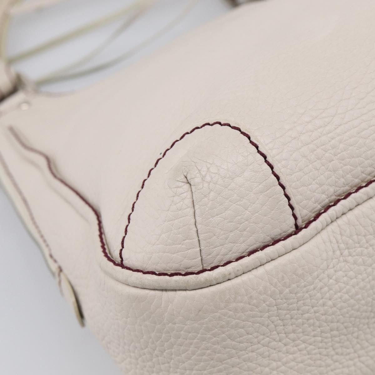 CHANEL Hand Bag Leather Ivory Silver CC Auth 209642V