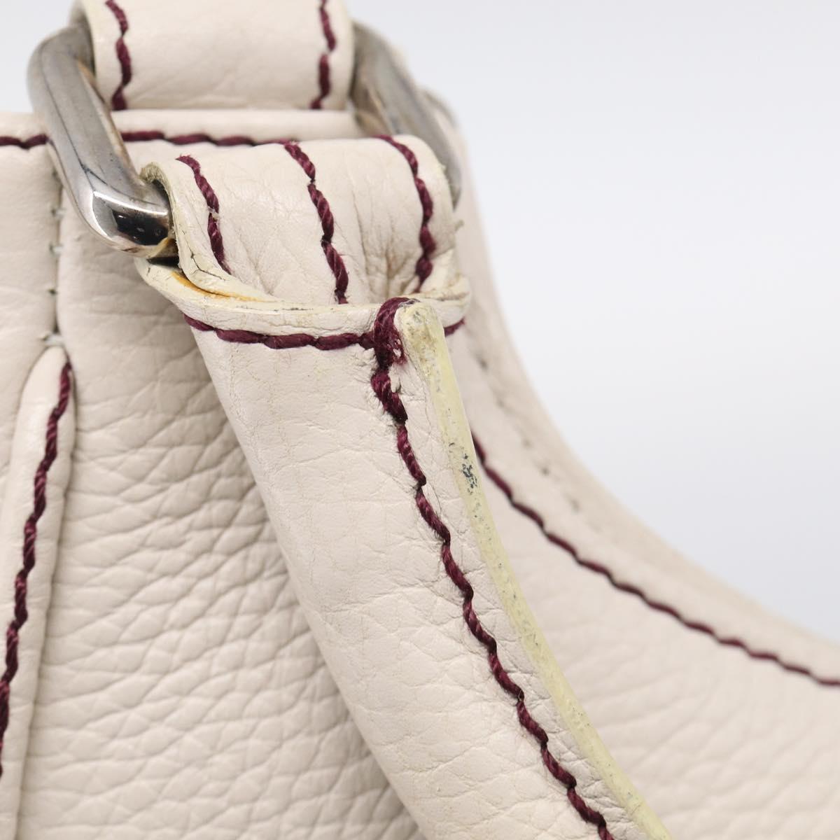 CHANEL Hand Bag Leather Ivory Silver CC Auth 209642V