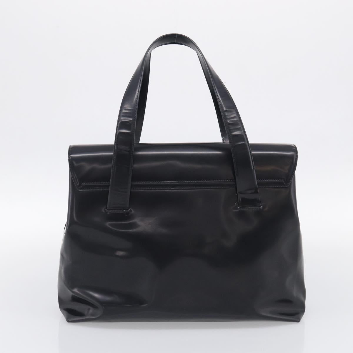 PRADA Boston Bag Hand Bag Nylon Patent 2 Set Black Navy Auth 209655