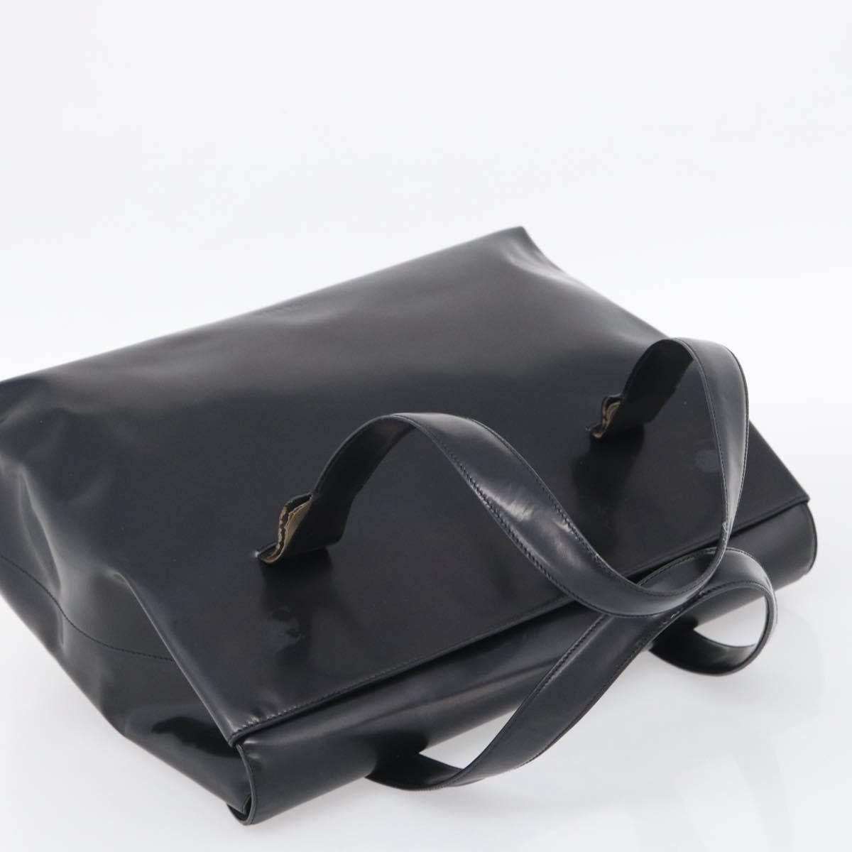PRADA Boston Bag Hand Bag Nylon Patent 2 Set Black Navy Auth 209655