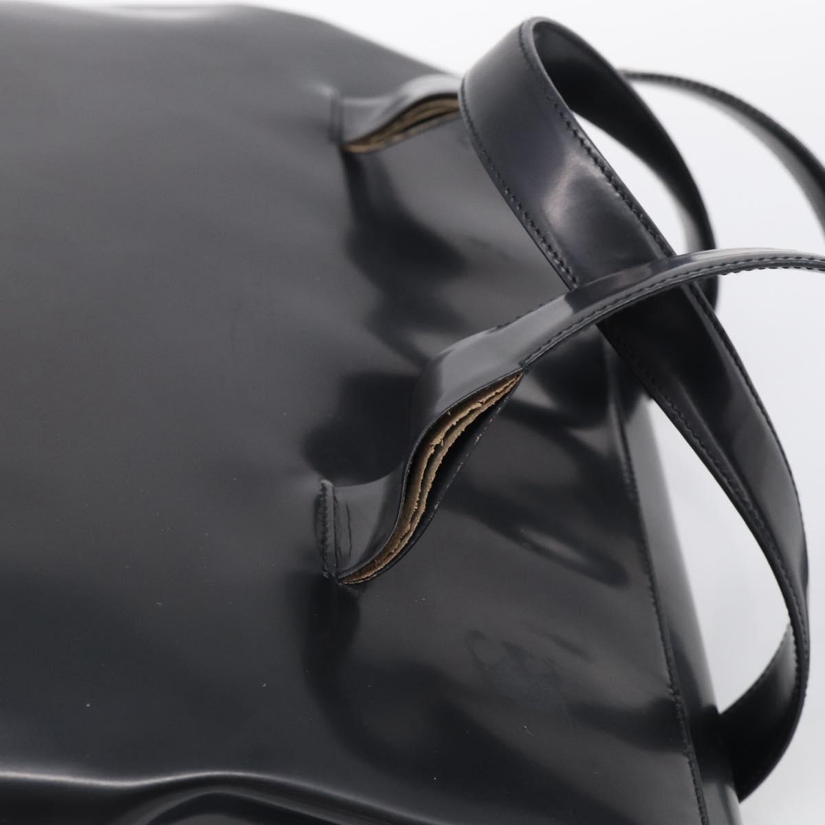 PRADA Boston Bag Hand Bag Nylon Patent 2 Set Black Navy Auth 209655