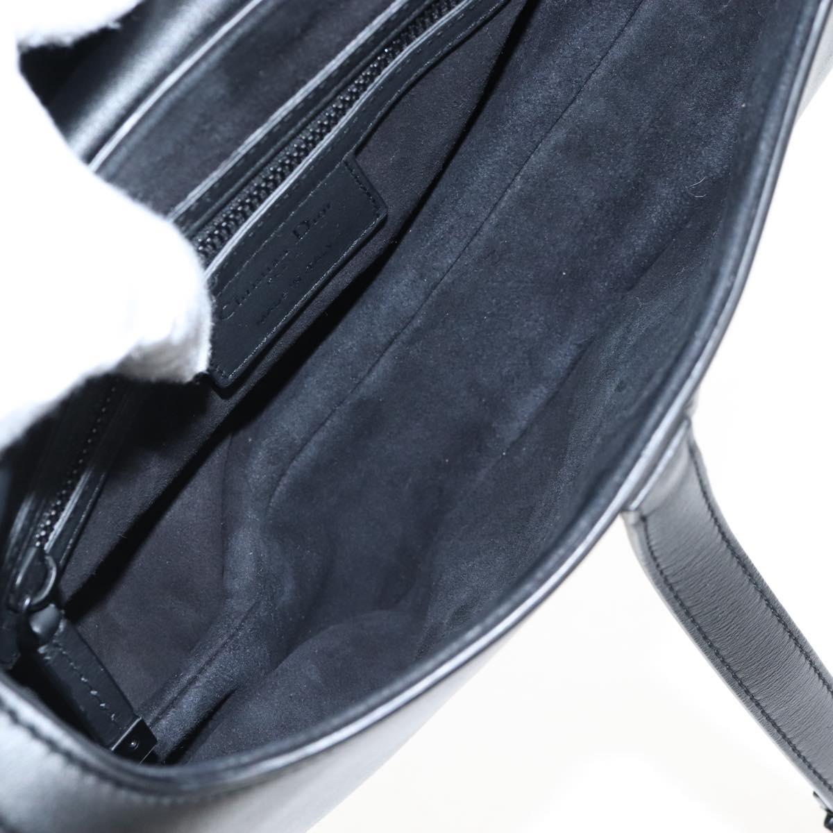 Christian Dior Saddle Shoulder Bag Leather Black Auth 209661SAV
