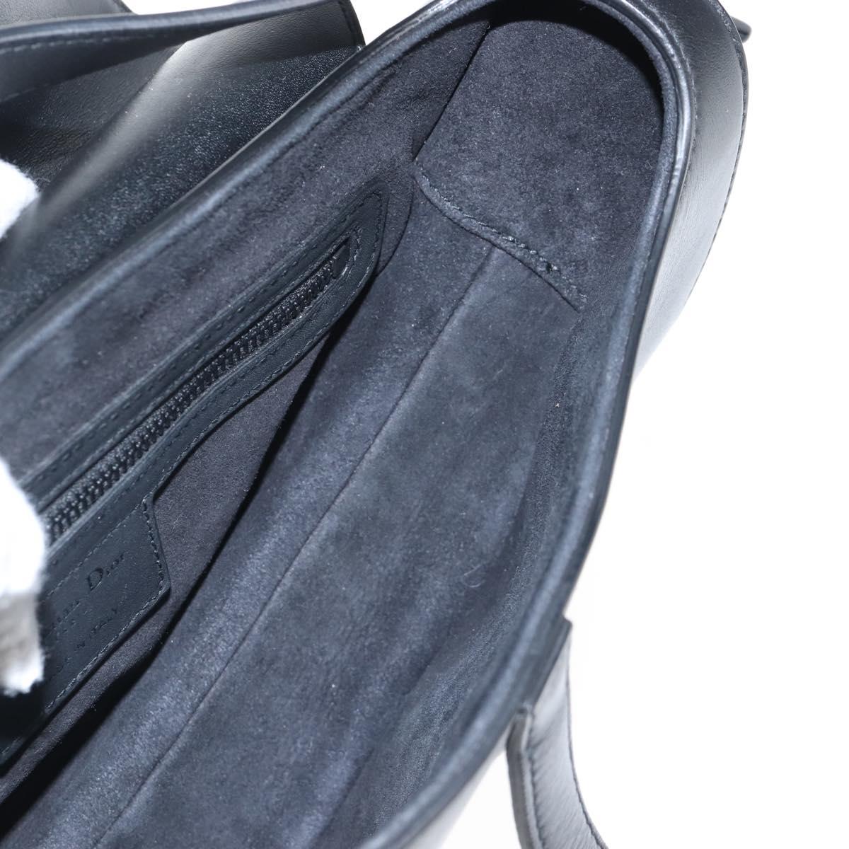 Christian Dior Saddle Shoulder Bag Leather Black Auth 209661SAV