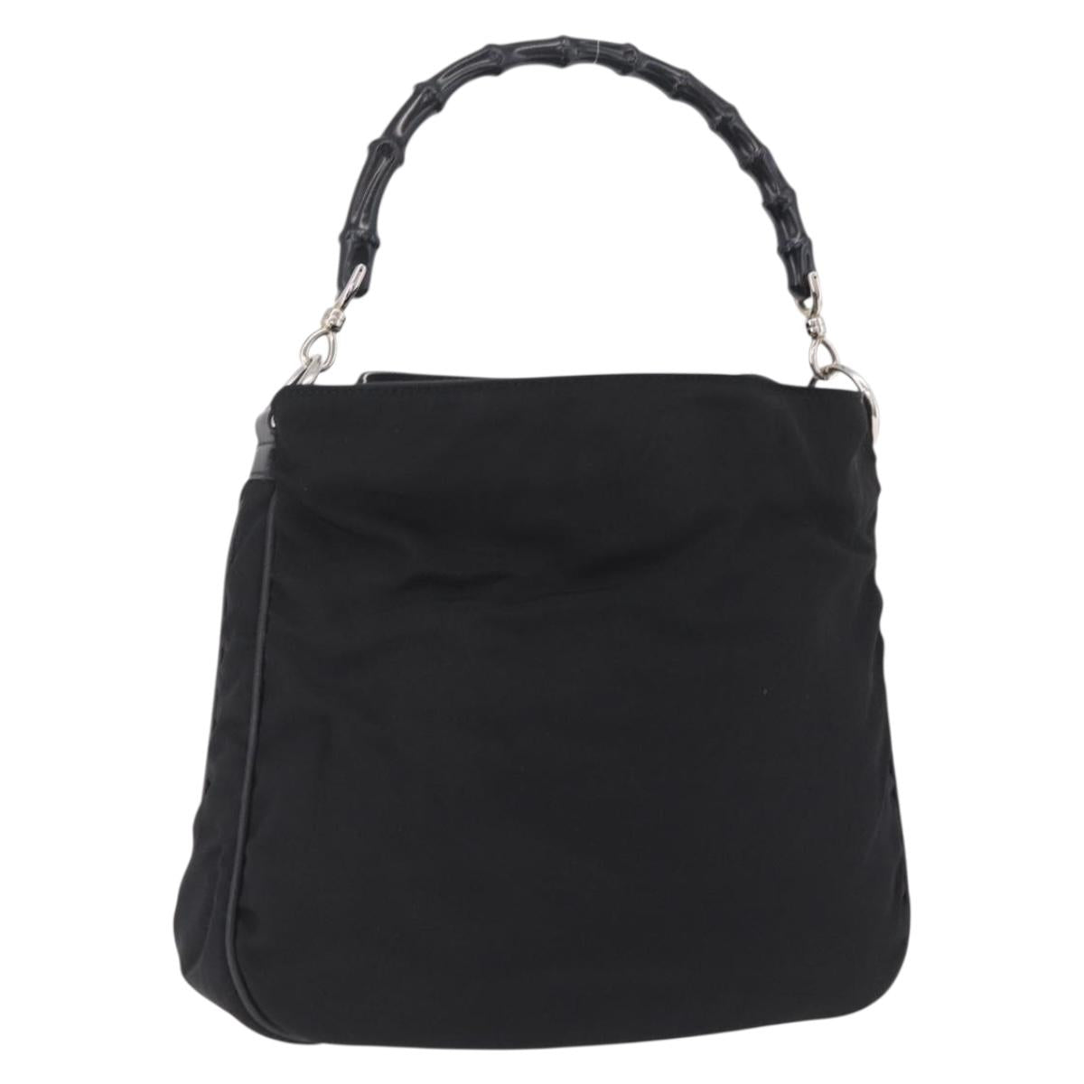 GUCCI Bamboo Shoulder Bag Canvas Black Silver 001 1638 Auth 209672