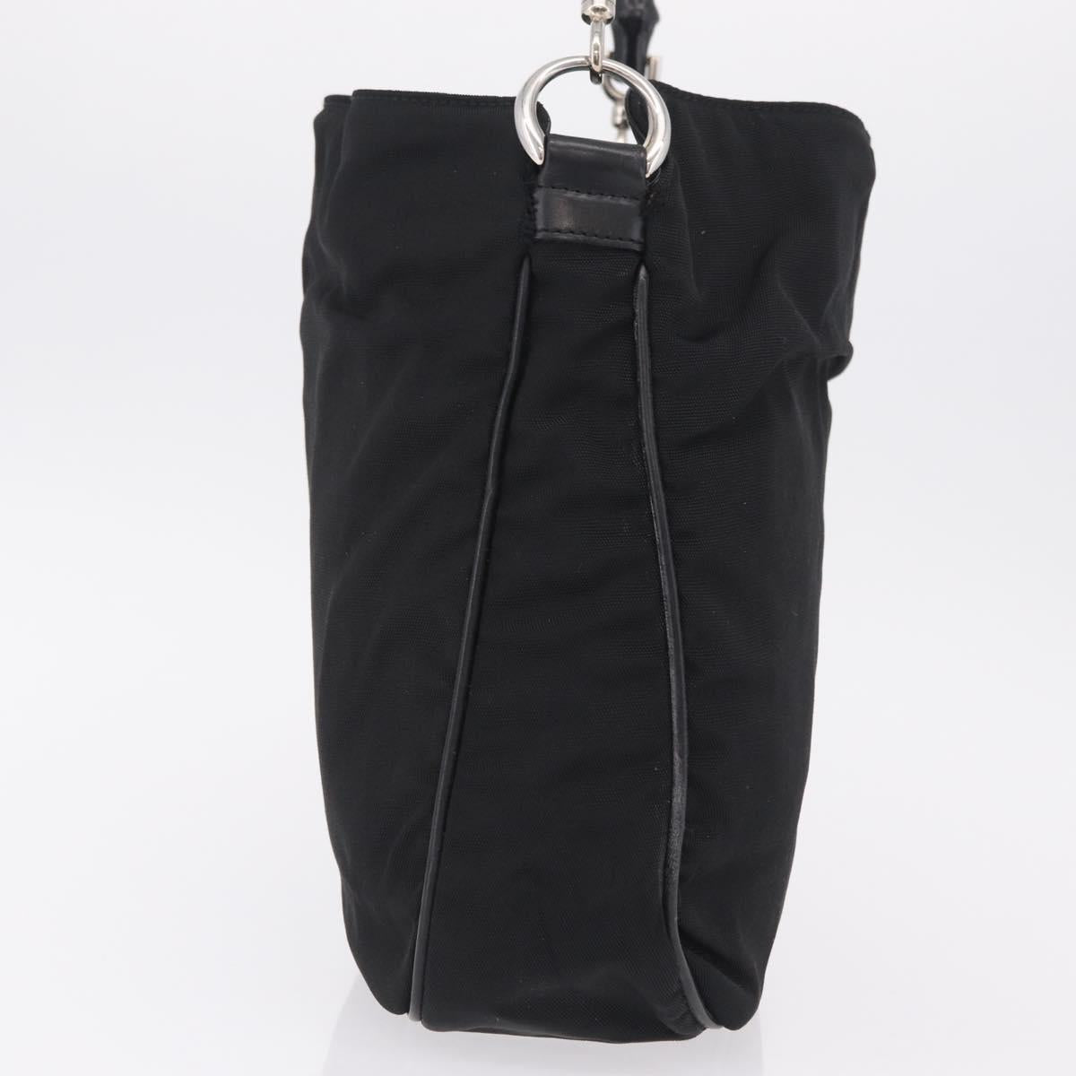 GUCCI Bamboo Shoulder Bag Canvas Black Silver 001 1638 Auth 209672