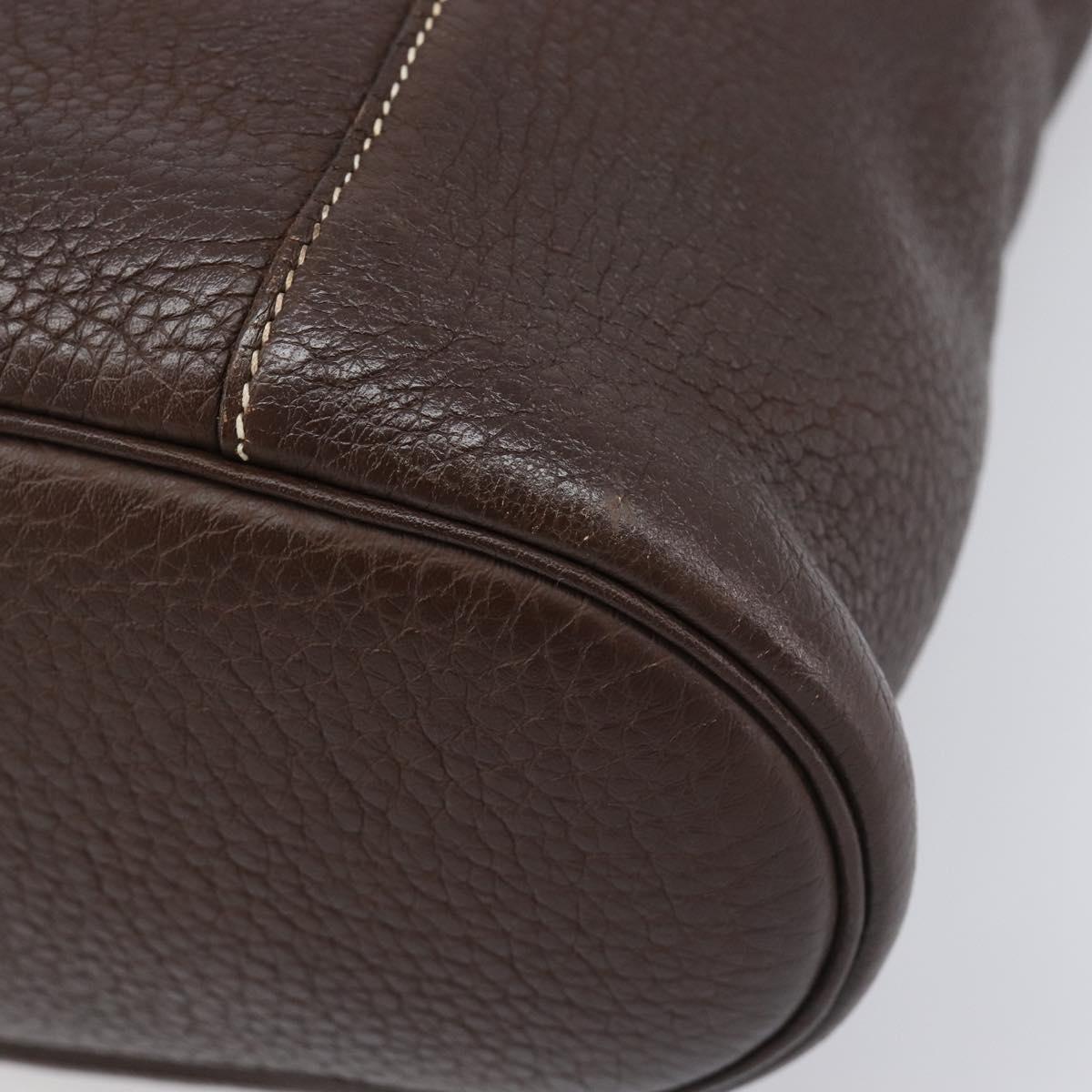 HERMES Good News GM Shoulder Bag Leather Dark Brown Silver Auth 209685V