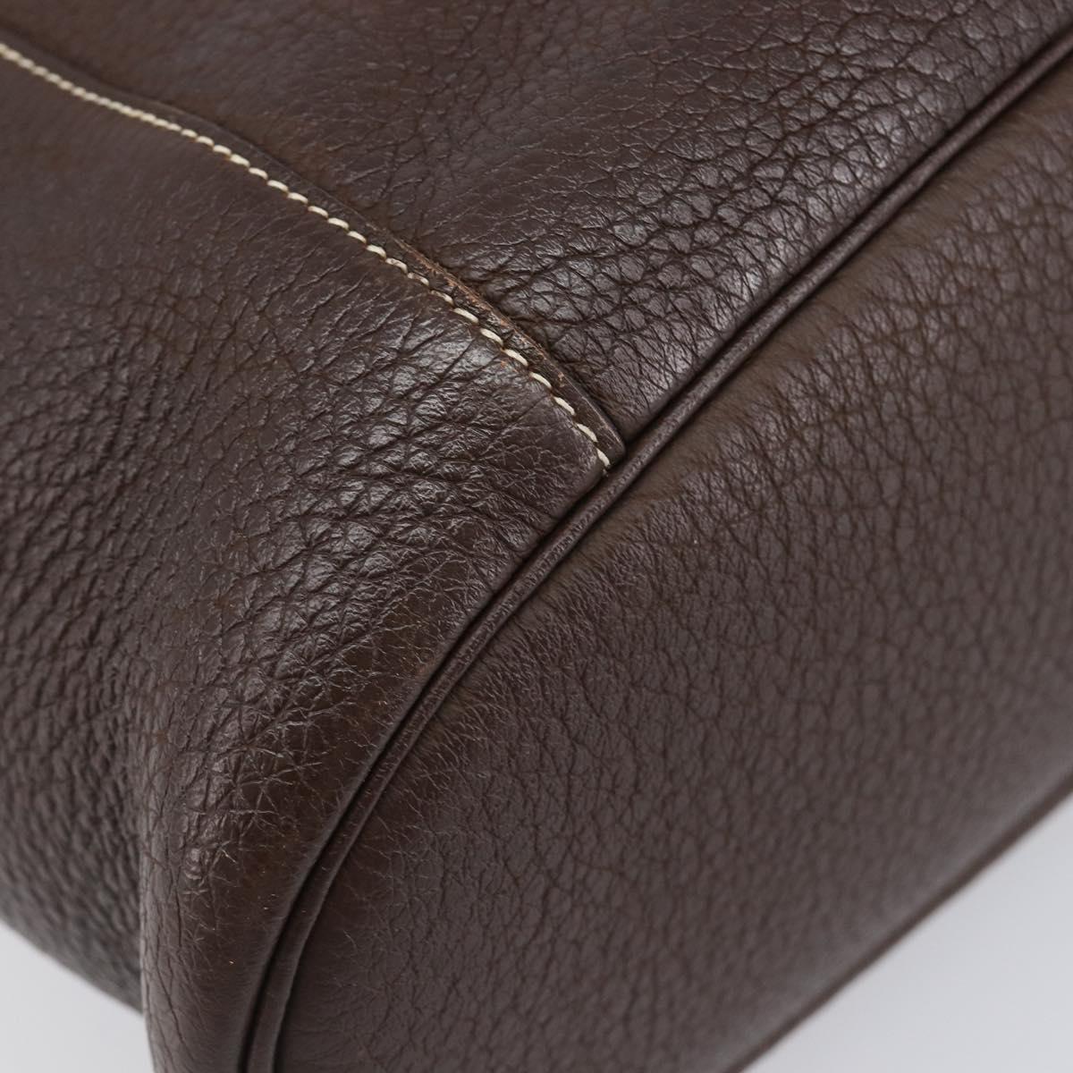 HERMES Good News GM Shoulder Bag Leather Dark Brown Silver Auth 209685V