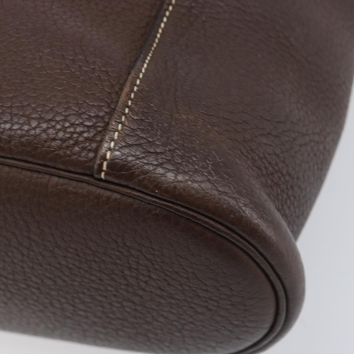 HERMES Good News GM Shoulder Bag Leather Dark Brown Silver Auth 209685V