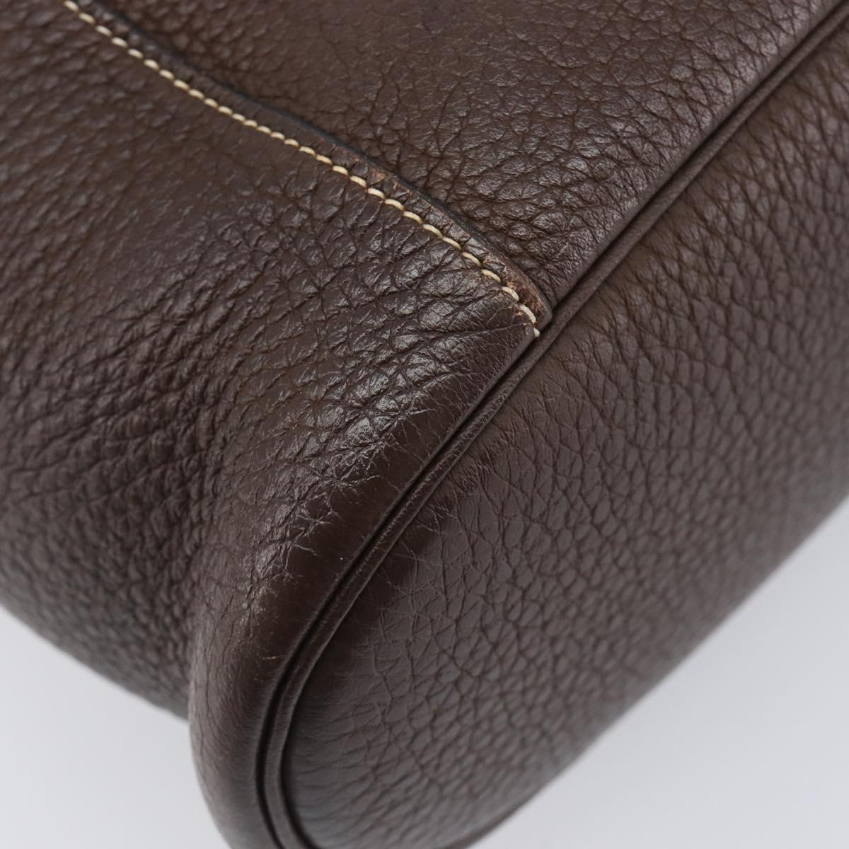 HERMES Good News GM Shoulder Bag Leather Dark Brown Silver Auth 209685V
