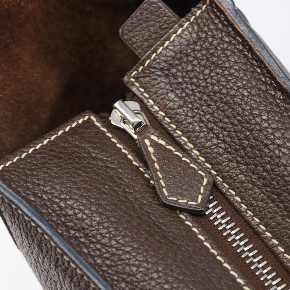 HERMES Good News GM Shoulder Bag Leather Dark Brown Silver Auth 209685V