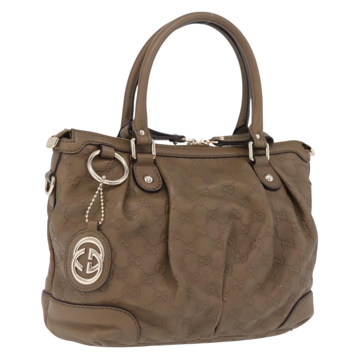 GUCCI GuccissimaGG Sukey Hand Bag Leather Brown Gold Tone 247902 Auth 209691A