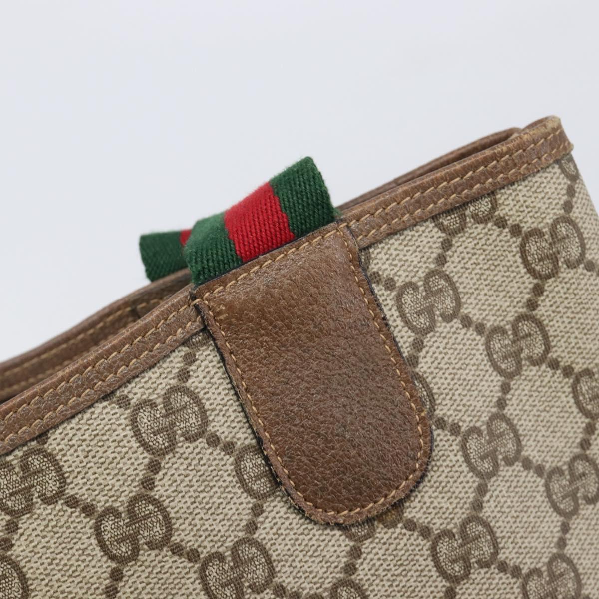 GUCCI GG Supreme Web Sherry Line Tote Bag PVC Beige Gold 39 02 003 Auth 209692A