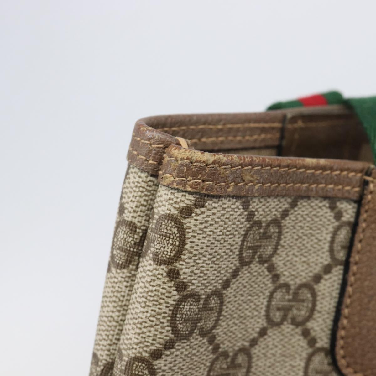 GUCCI GG Supreme Web Sherry Line Tote Bag PVC Beige Gold 39 02 003 Auth 209692A
