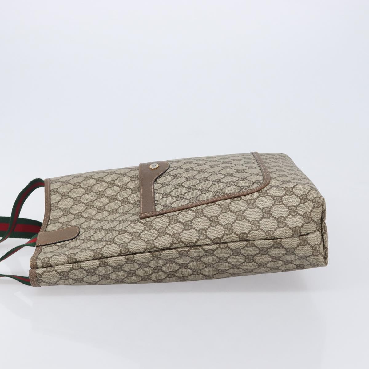 GUCCI GG Supreme Web Sherry Line Tote Bag PVC Beige Gold 39 02 003 Auth 209692A