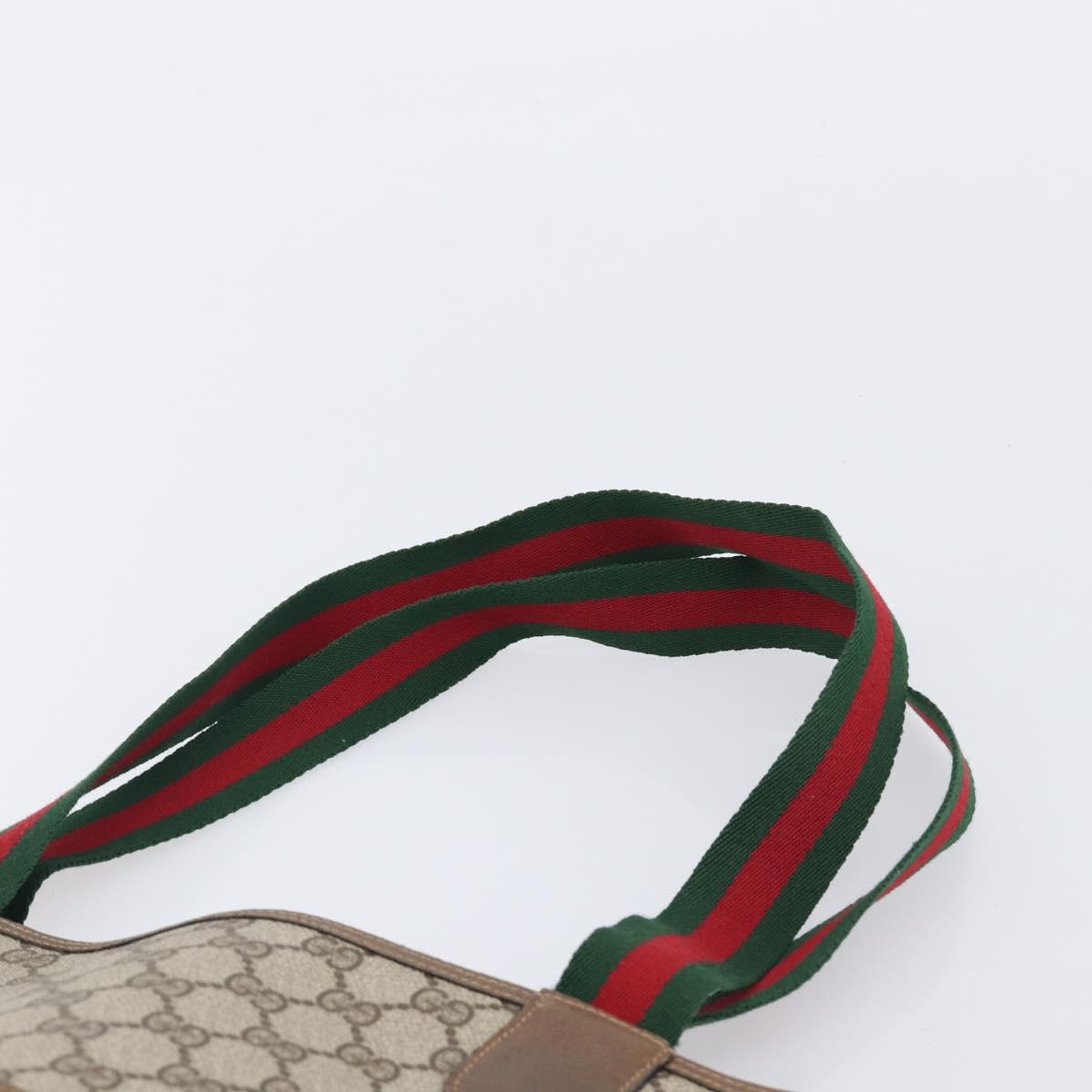GUCCI GG Supreme Web Sherry Line Tote Bag PVC Beige Gold 39 02 003 Auth 209692A
