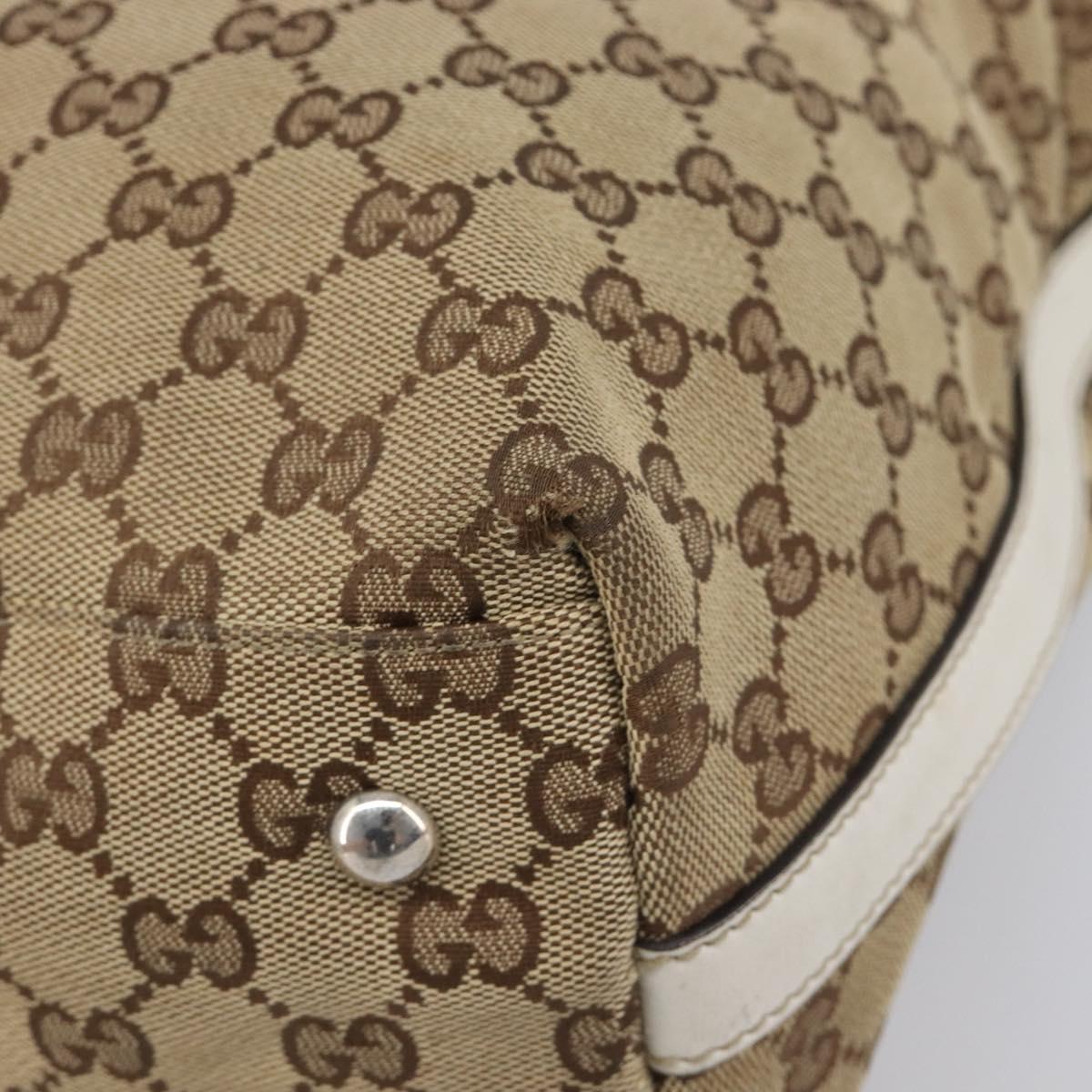 GUCCI GG Canvas Web Sherry Line Tote Bag Beige Silver 232970 Auth 209693