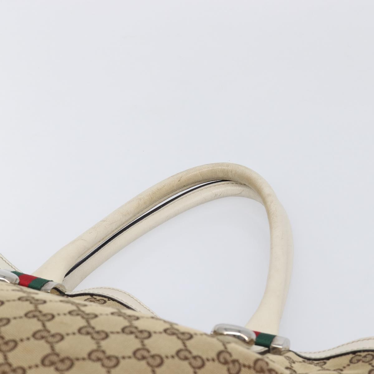 GUCCI GG Canvas Web Sherry Line Tote Bag Beige Silver 232970 Auth 209693