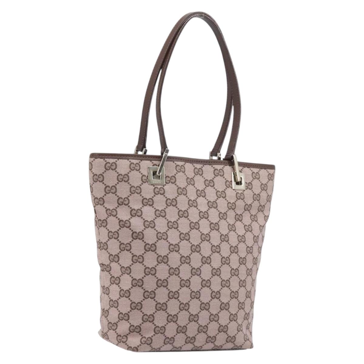 GUCCI GG Canvas Tote Bag Pink Gold Tone 002 1099 Auth 209694