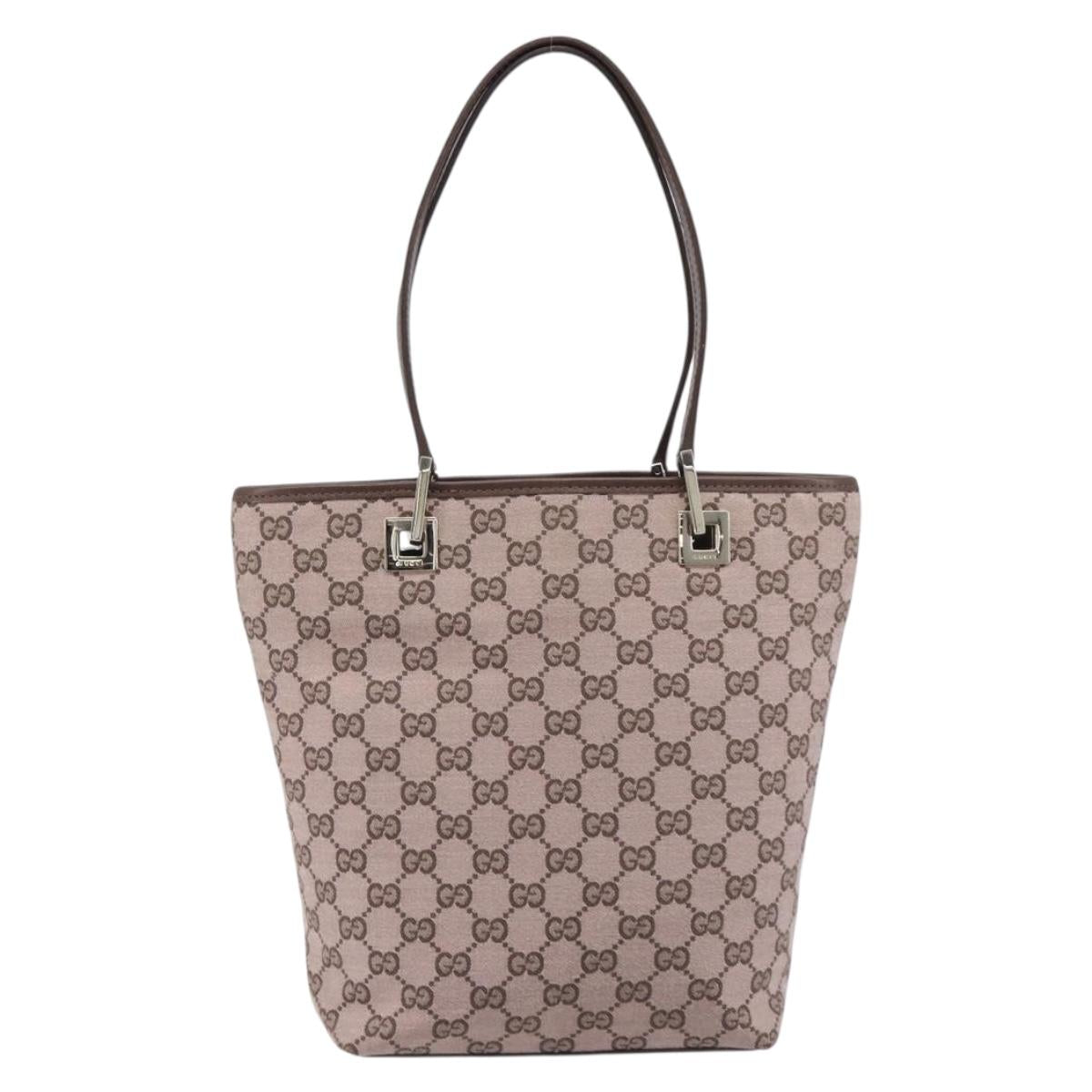 GUCCI GG Canvas Tote Bag Pink Gold Tone 002 1099 Auth 209694