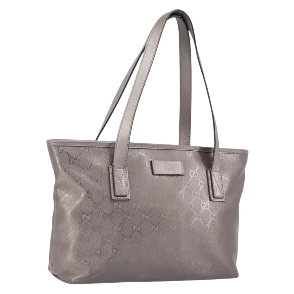 GUCCI GG Implementation Tote Bag PVC Leather Silver 211138 Auth 209695