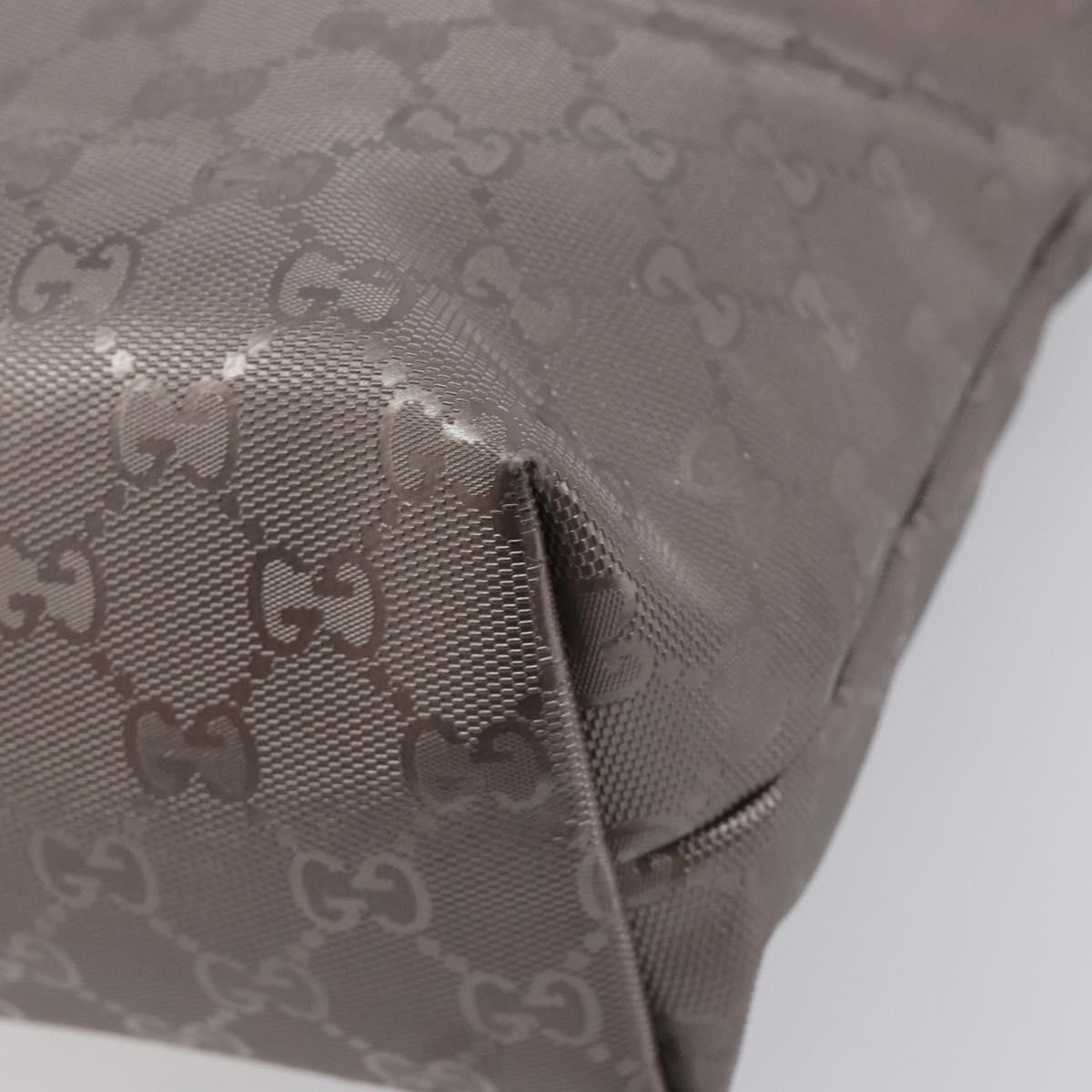 GUCCI GG Implementation Tote Bag PVC Leather Silver 211138 Auth 209695