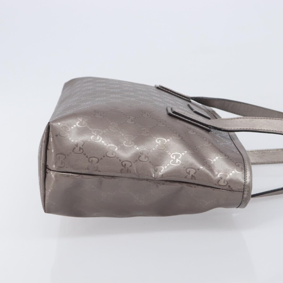 GUCCI GG Implementation Tote Bag PVC Leather Silver 211138 Auth 209695
