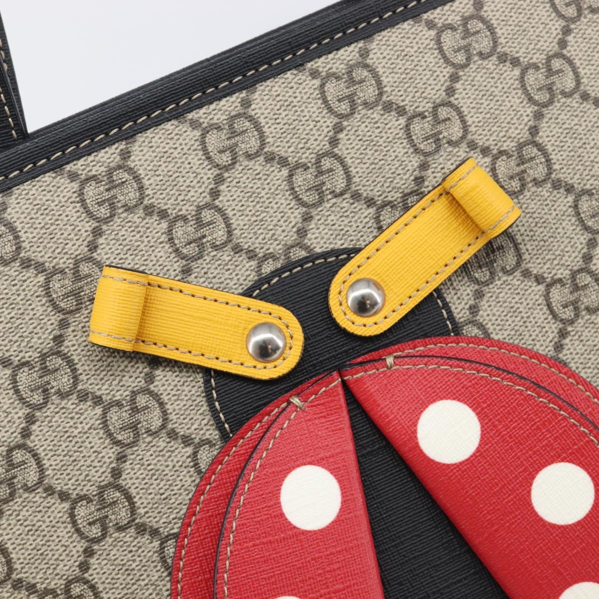 GUCCI GG Supreme Childrens Hand Bag PVC Beige Red 664083 Auth 209696M