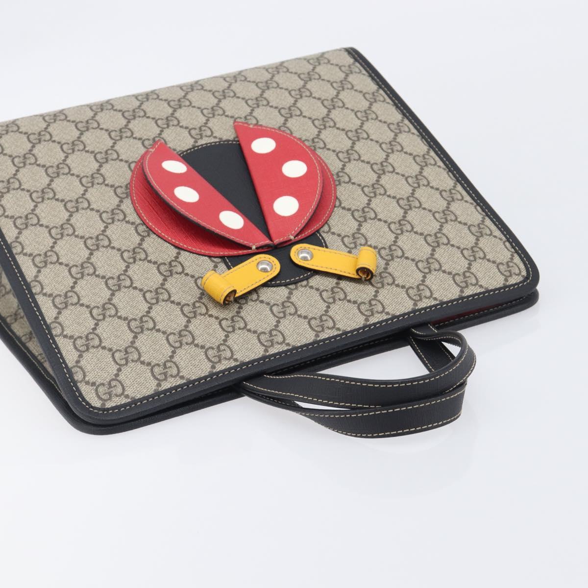 GUCCI GG Supreme Childrens Hand Bag PVC Beige Red 664083 Auth 209696M