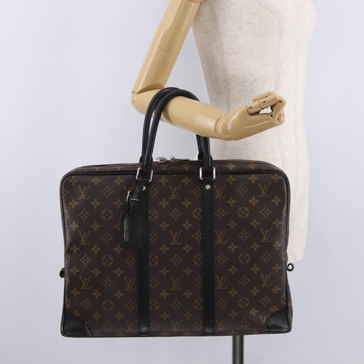 LOUIS VUITTON Monogram Macassar Porte Documents Voyage Bag M52005 LV Auth 209702
